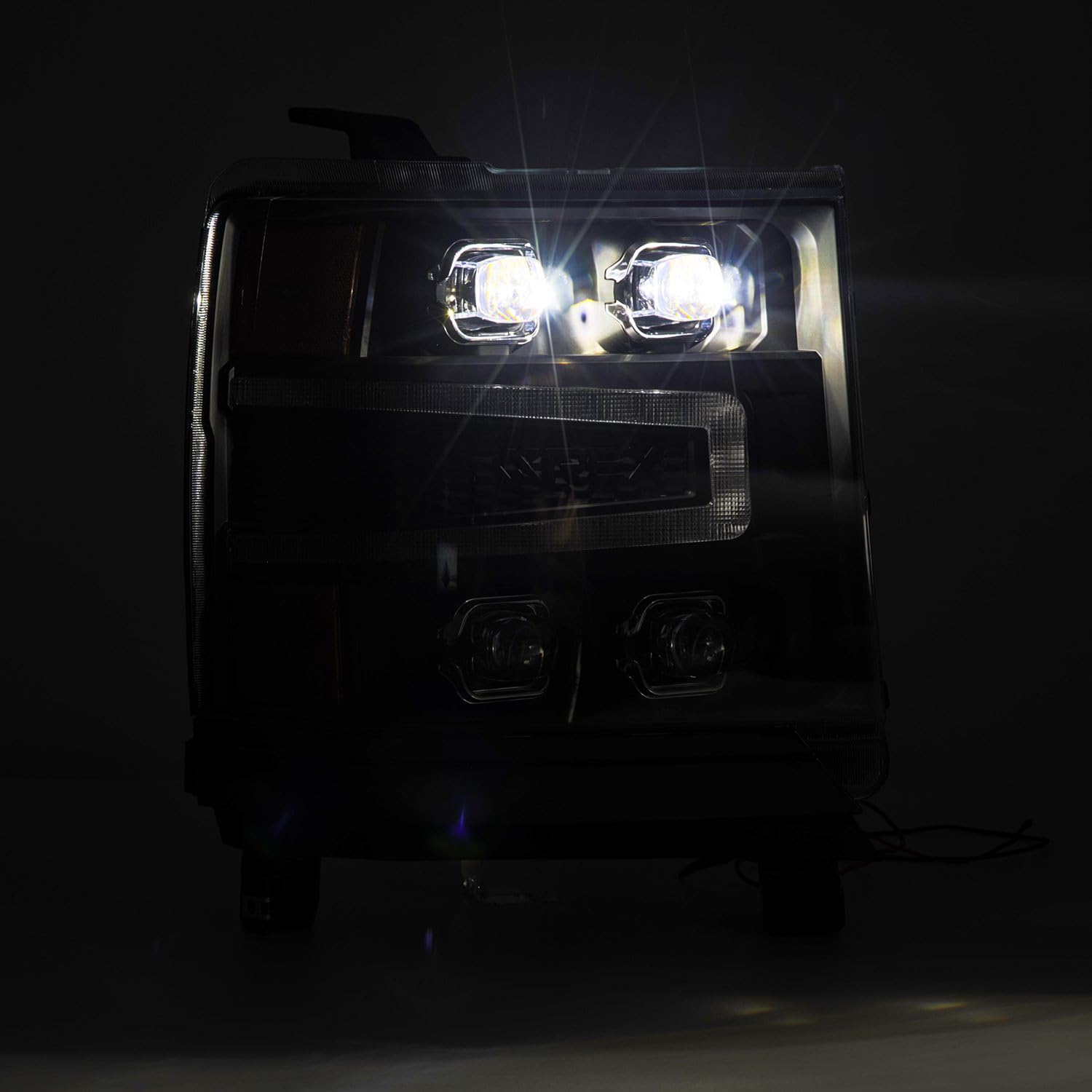 AlphaRex USA NOVA-Series 16-18 Chevy 1500HD LED Proj Headlights BK w/Actv Lgt/SeqSig & DRL (Req 810023)