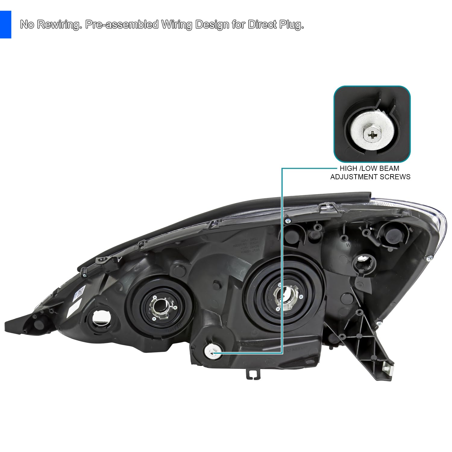 Passenger Side Right Spec-D Tuning Chrome Headlight Compatible with 2006-2010 Toyota Sienna