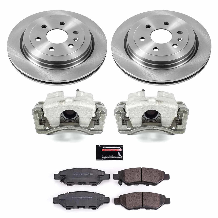 Power Stop KCOE5543A Replacement Autospeciality Rear Caliper Kit- OE Rotors, Ceramic Brake Pads, Calipers For Cadillac SRX 2012-2016 [Model Specific]