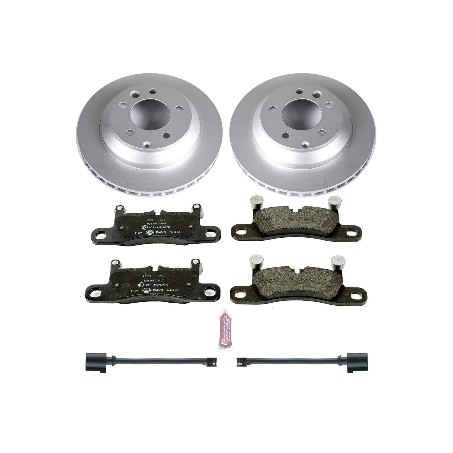 Power Stop Rear ESK5979 Euro-Stop Brake Kit Porsche Volkswagen and 2 Rear Sensor Wires For Porsche Cayenne 2011-2018, Volkswagen Touareg 2011-2017 [Model Specific]