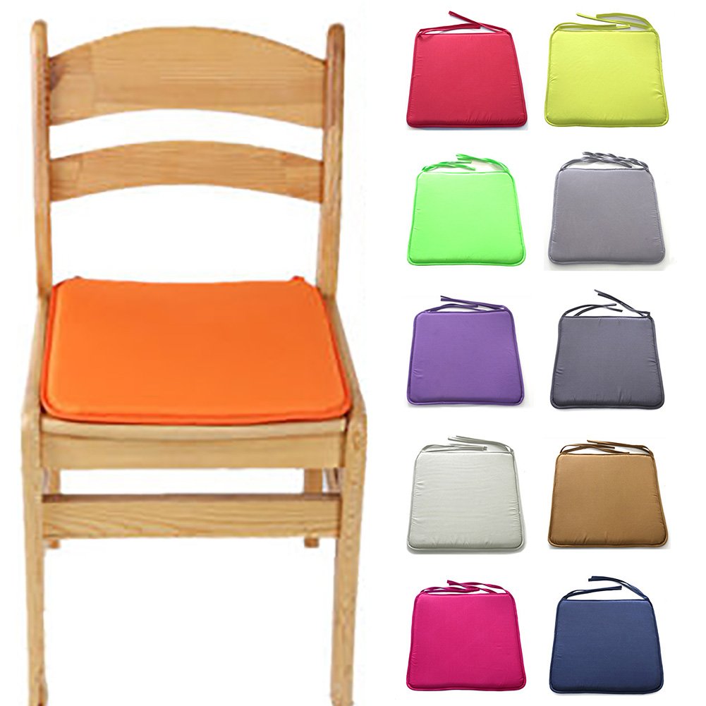 Cushion Seat Pad, 40cm x 40cm Square Solid Color Chair Seat Pads with Ties for Patio Home Car Sofa Office