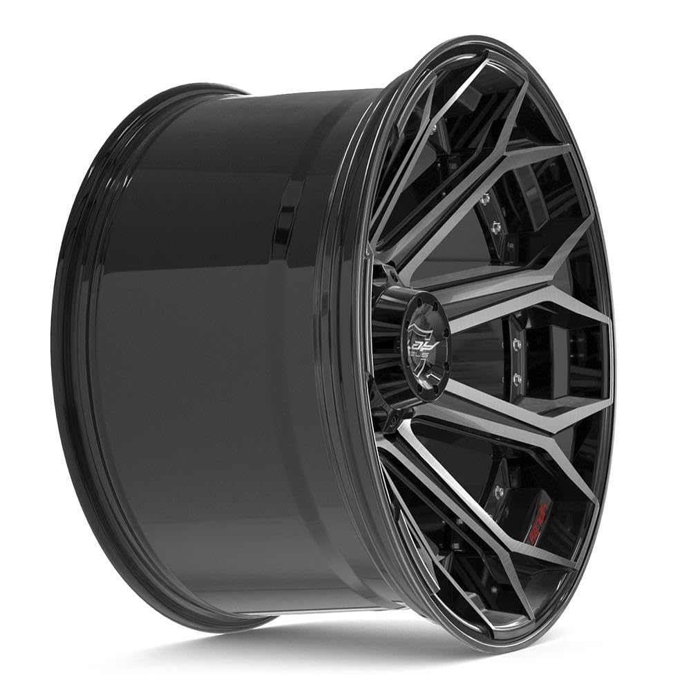 4PLAY 22 Inch Wheels Rim 4P80R Fits 8x180 22x12 Gloss Black Brushed with Tinted Clear (1)