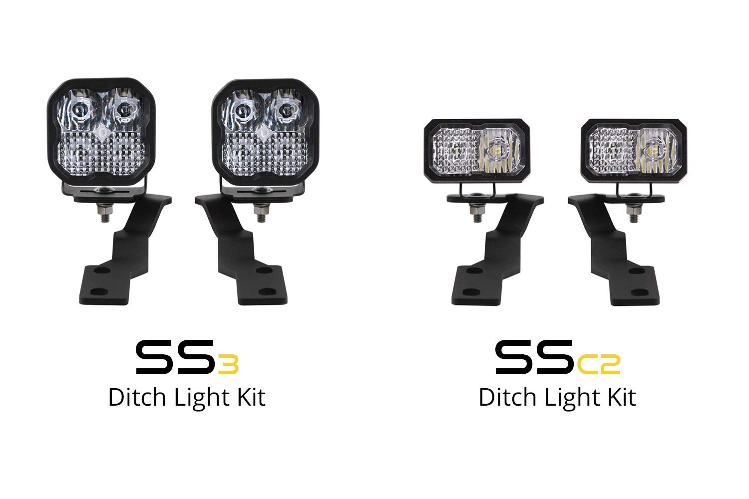DD6371 Diode Dynamics SS3 Ditch Light Bracket Kit Fits Toyota Tacoma, Black
