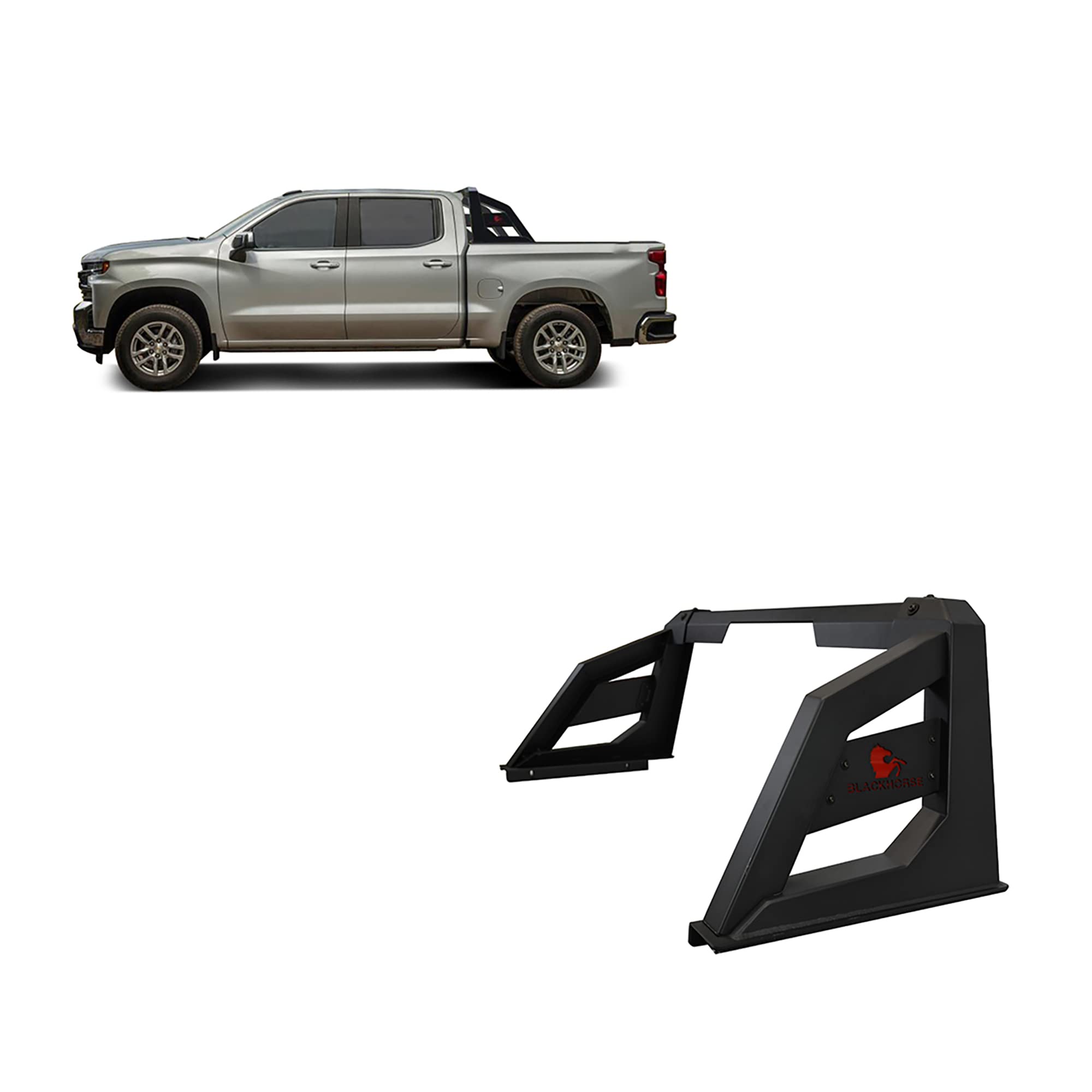 Armour BLACK HORSE Roll Bar Matte Black Compatible with 2001-2006 Chevrolet Silverado 3500|2007-2022 Chevrolet Silverado 3500 HD-RB-AR1B