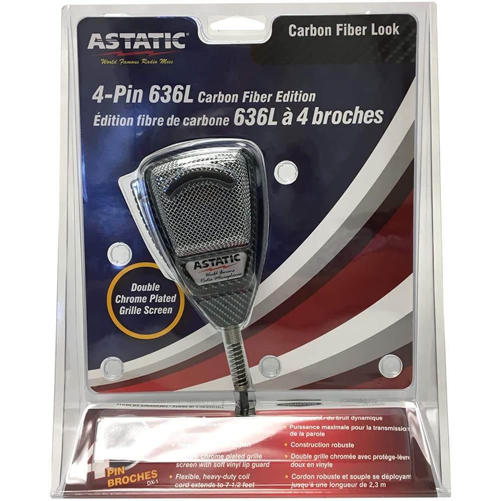 Astatic 636L 302636LCF Noise-Canceling 4-Pin CB Microphone, XLR, Black