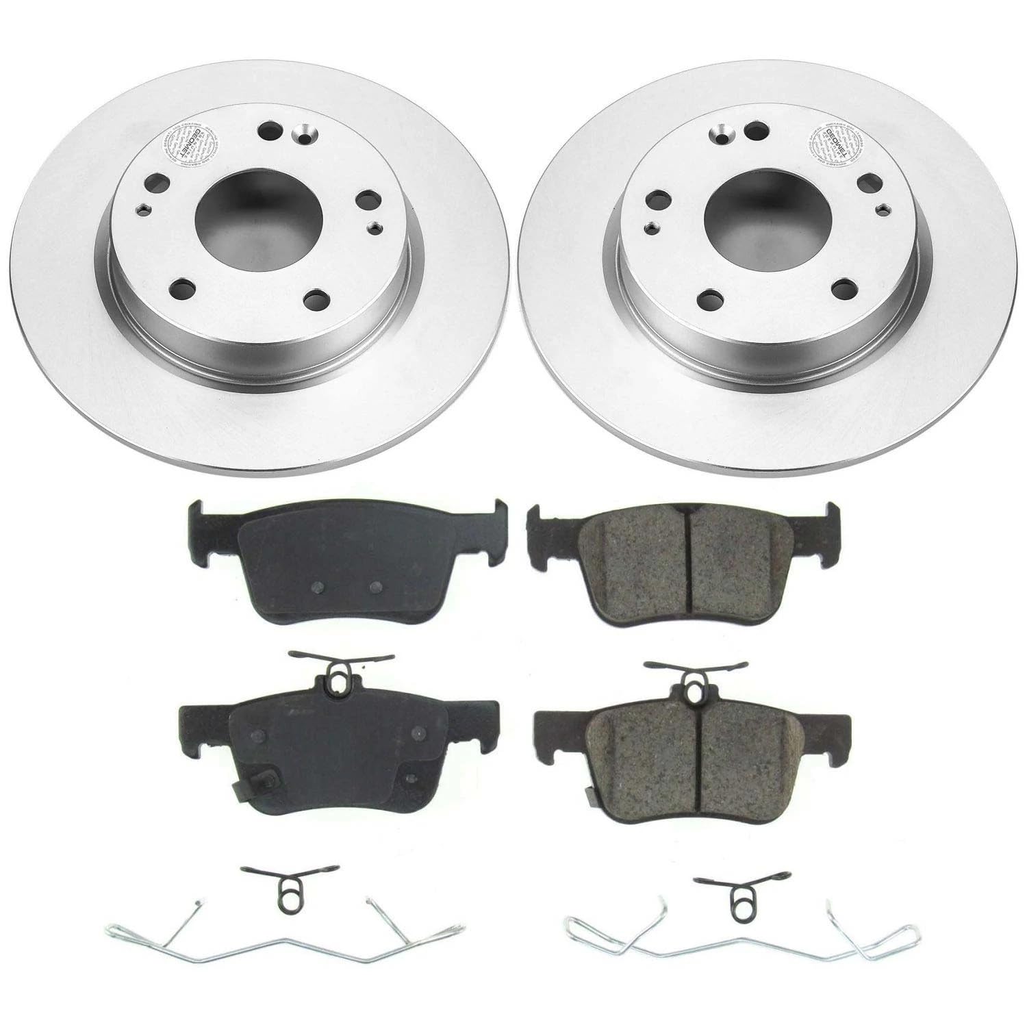 Power Stop Z17 Coated Rotor Rear Brake Kit-Coated Brake Rotors & Ceramic Brake Pads For Honda Civic 2020-2022, Honda Insight 2019-2022 [Model Specific]