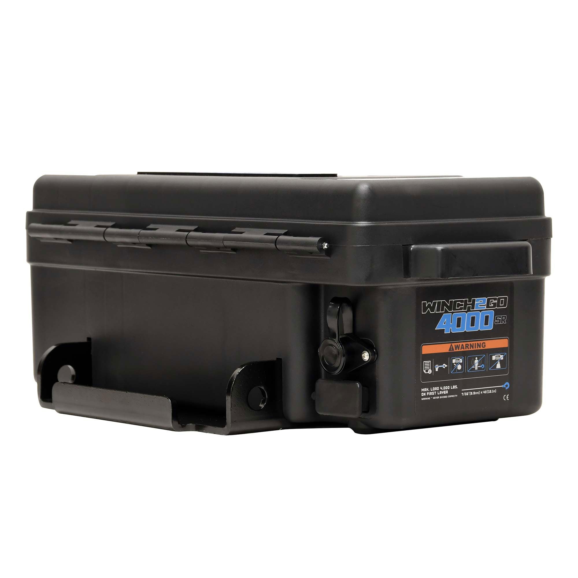 Winch2Go Superwinch 12V DC Electric Portable Utility Winch 4000lb(1814.4kg) Single Line Pull with Steel Mounting Plate Integrated Hawse Fairlead 7/32" x 47' Synthetic Rope Handheld Remote