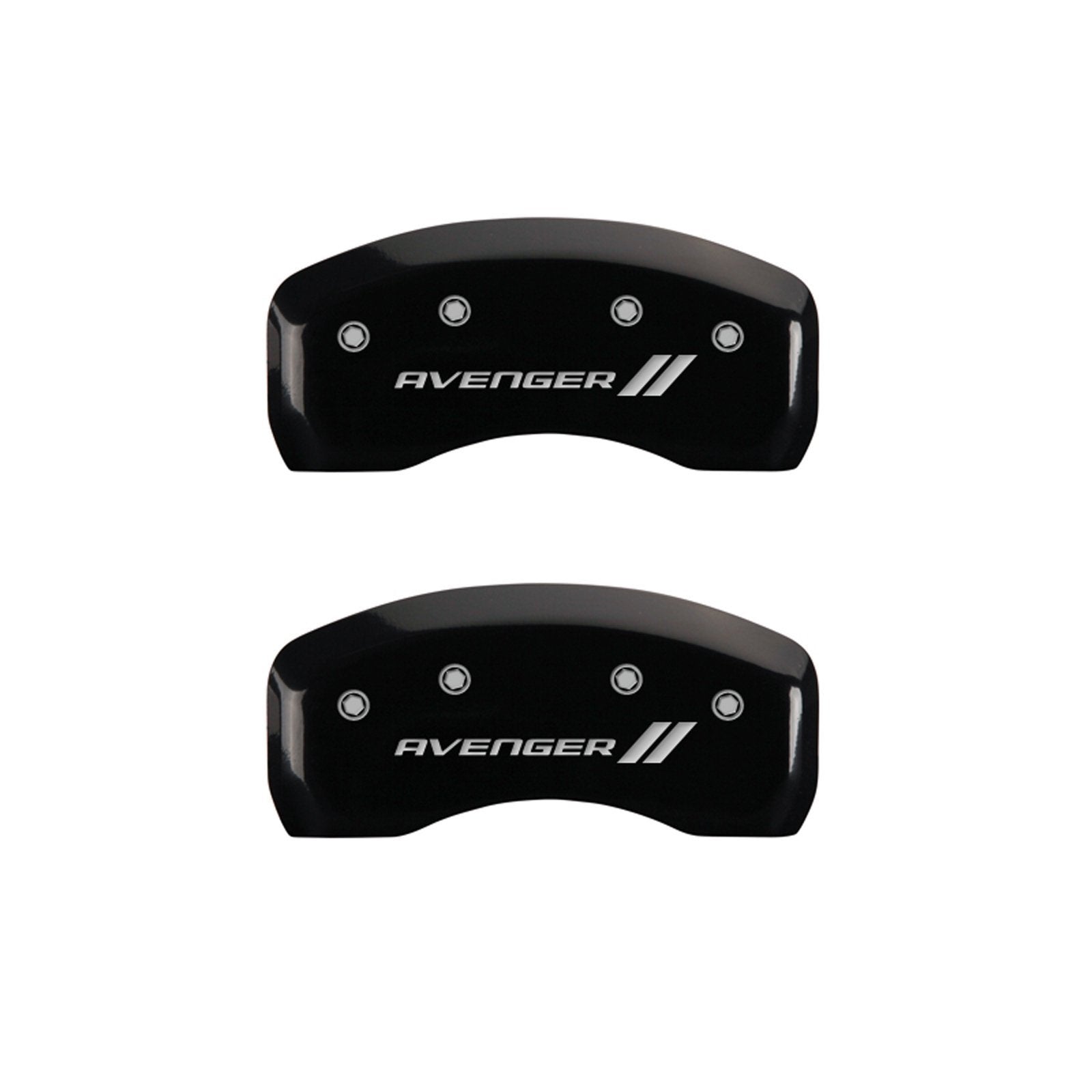 MGP Caliper Covers 'Avenger ll' 12192SAV1BK Engraved Caliper Cover with Black Powder Coat Finish and Silver Characters, (Set of 4)