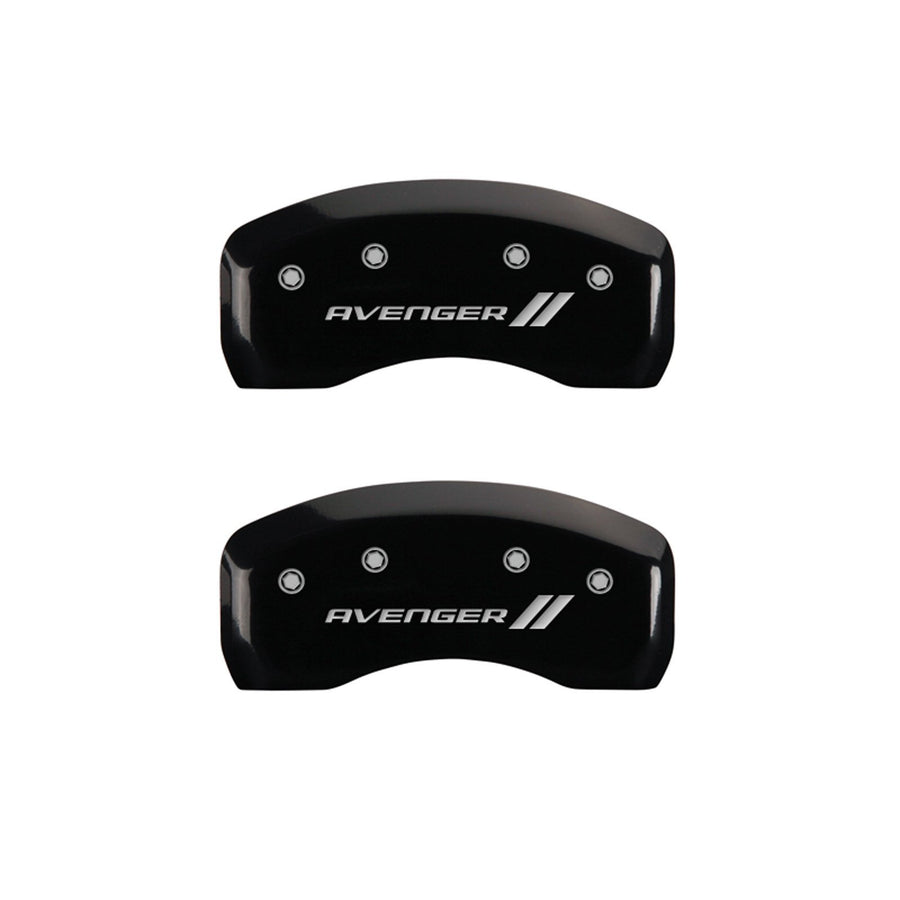MGP Caliper Covers 'Avenger ll' 12192SAV1BK Engraved Caliper Cover with Black Powder Coat Finish and Silver Characters, (Set of 4)