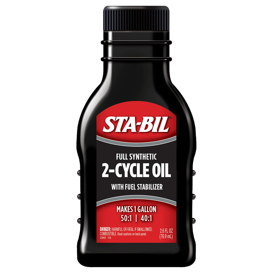 Full Synthetic STA-BIL 2-Cycle Oil - With Fuel Stabilizer For Up To 12 Months Protection - 1 Gallon Multi-Mix - 50:1/40:1 Mix Ratios - Low Smoke Formula, 2.6 fl. oz. (22403)