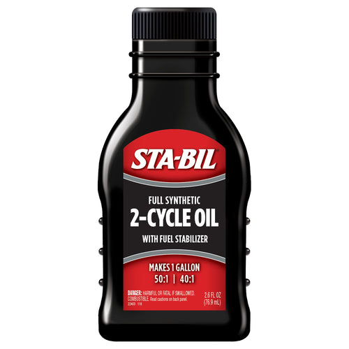 Full Synthetic STA-BIL 2-Cycle Oil - With Fuel Stabilizer For Up To 12 Months Protection - 1 Gallon Multi-Mix - 50:1/40:1 Mix Ratios - Low Smoke Formula, 2.6 fl. oz. (22403)