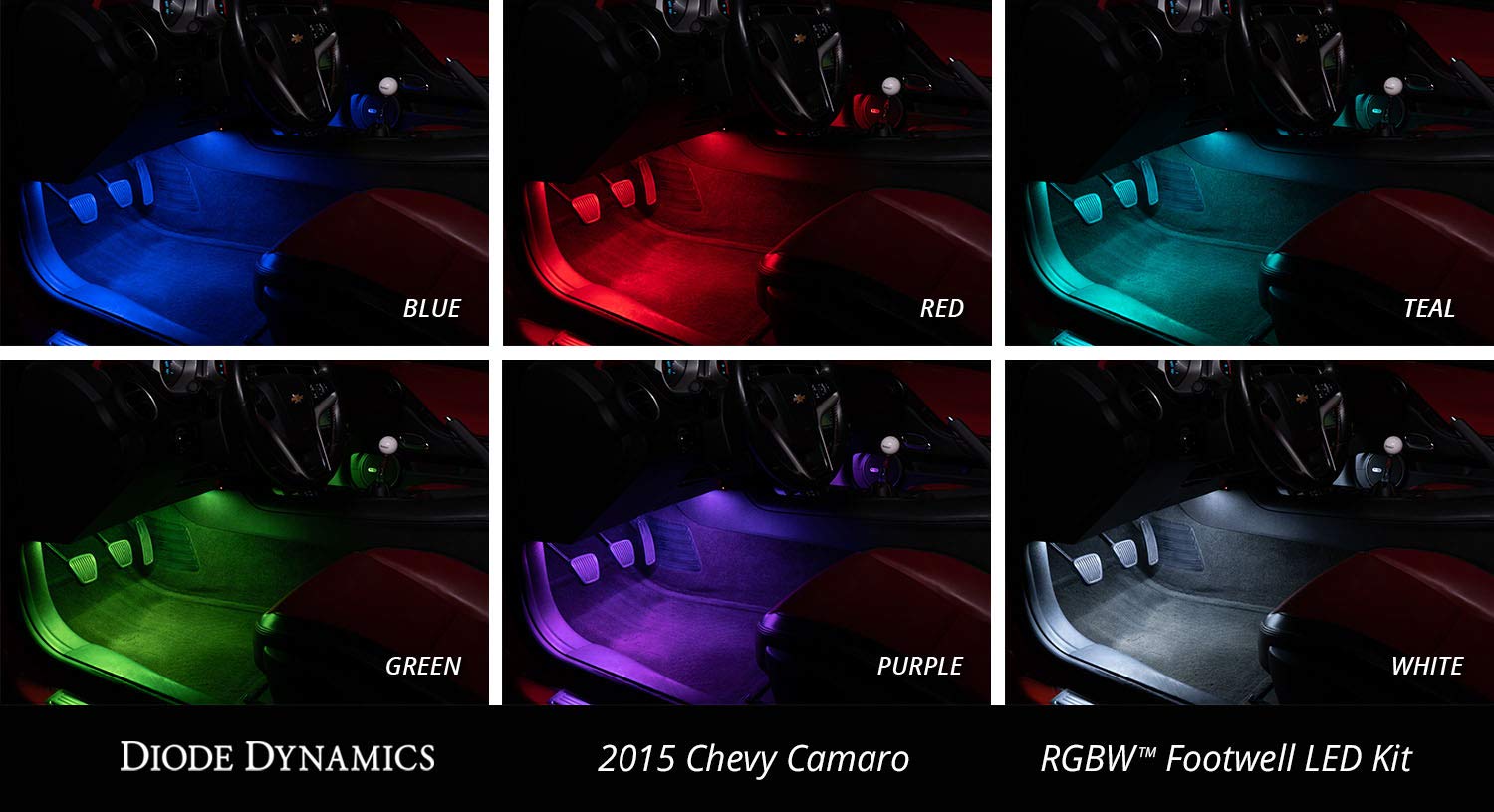 RGBW Footwell Strip Kit, Diode Dynamics DD0443, 4pc, Multicolor
