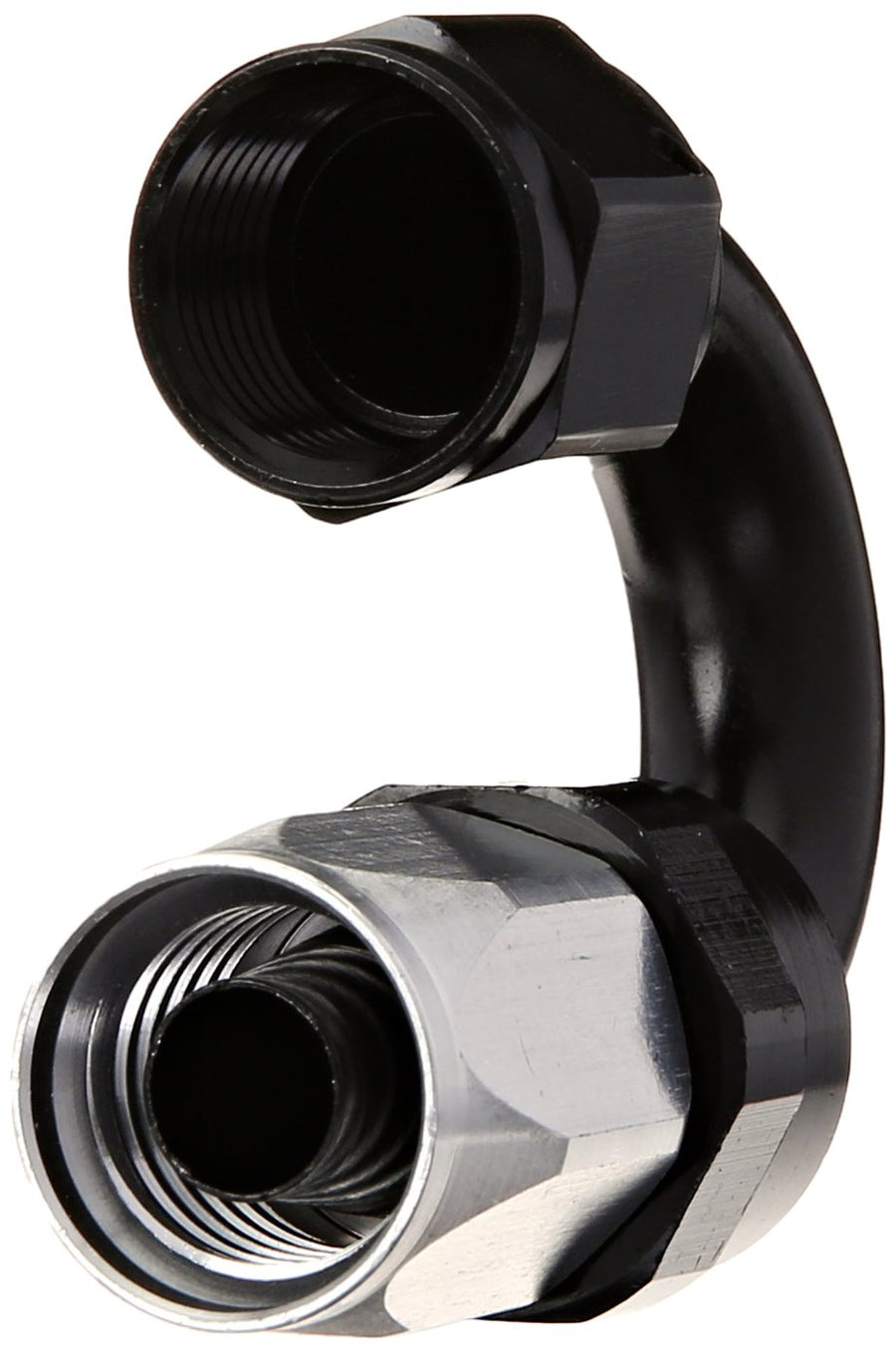 Russell Edelbrock by Edelbrock 613513 Black/Silver -8 AN 180 Degree Tight Radius Full Flow Swivel Hose End