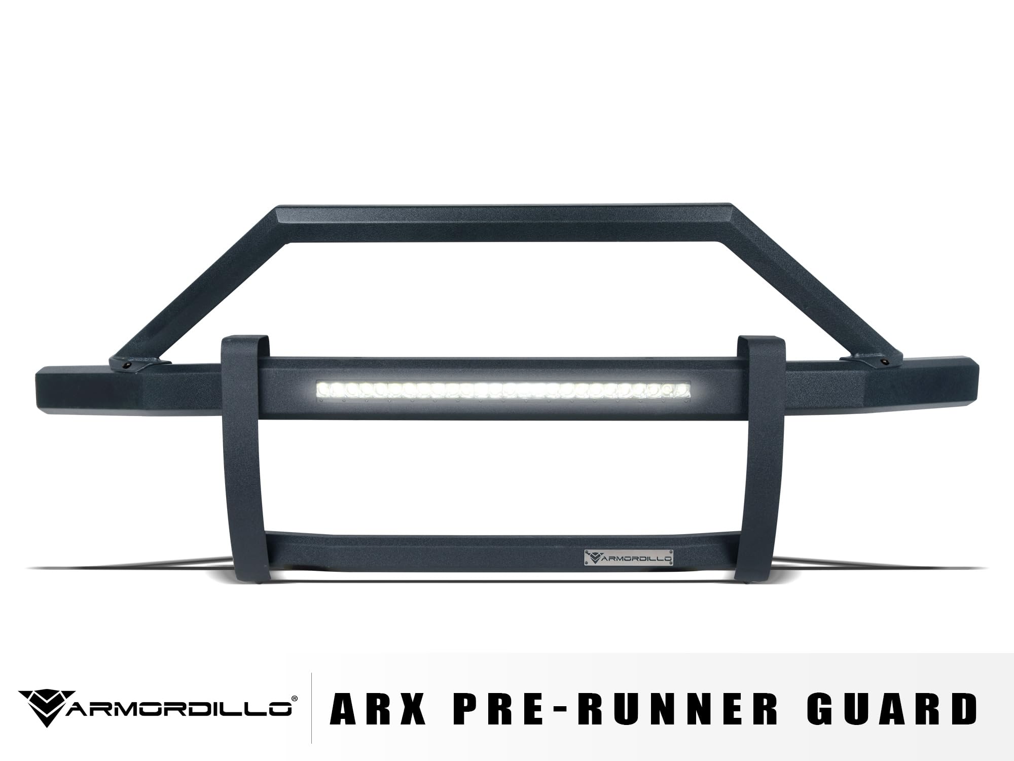 ARX LED Pre-Runner Guard Armordillo Compatible With 2014-2018 Chevy Silverado 1500/2019 LD|8734353|Textured Black|Pre-Runner Grille Guard|Bumper Guard|26" LED Light Bar