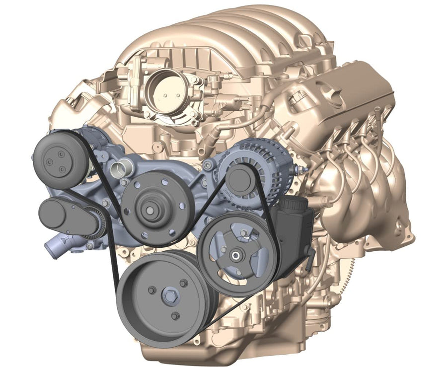 Holley Complete LS Swap Front Accessory Serpentine Drive System | Mid-Mount with Water Pump, SFI Damper, Alternator, A/C & Power Steering | Gen III/IV 4.8/5.3/LS1/LS2/LS3/LS6 Polished 20-185P