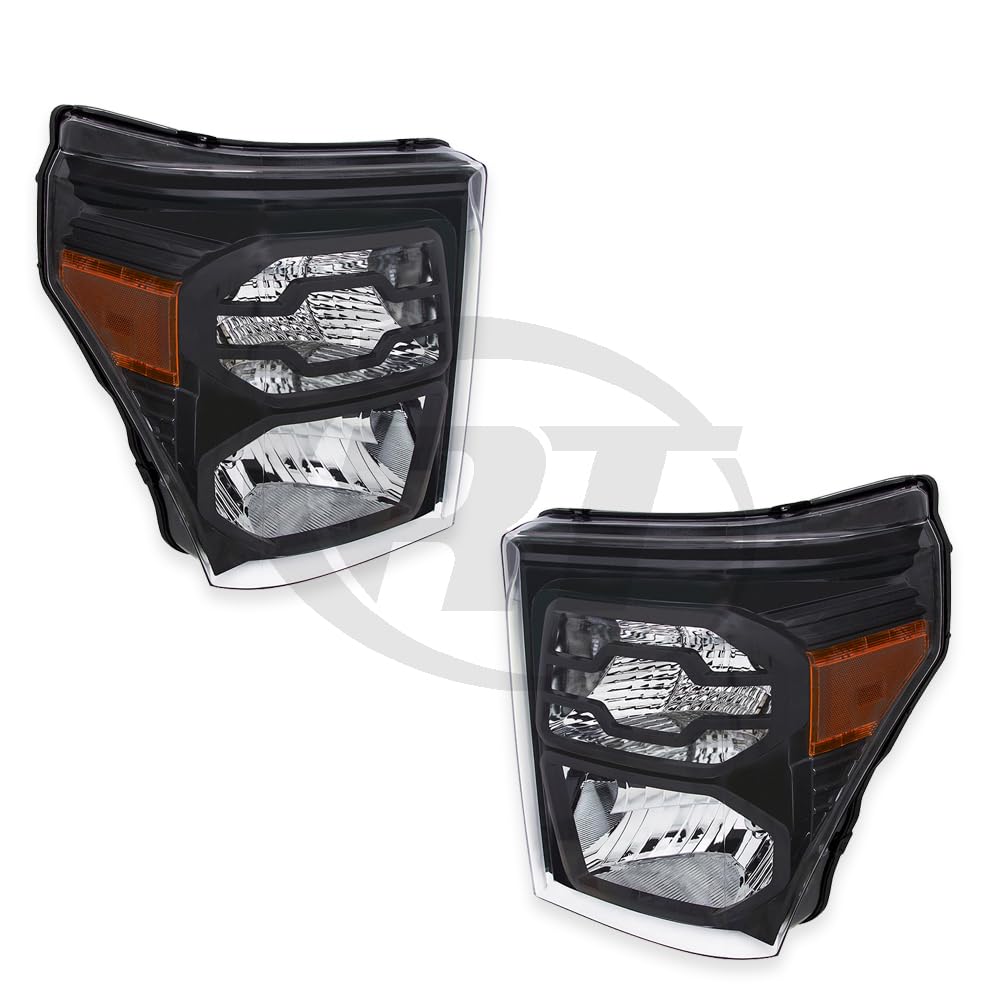Lamps Headlights (Black) for 11-16 Ford Super Duty Pickup Left & Right Pair Set