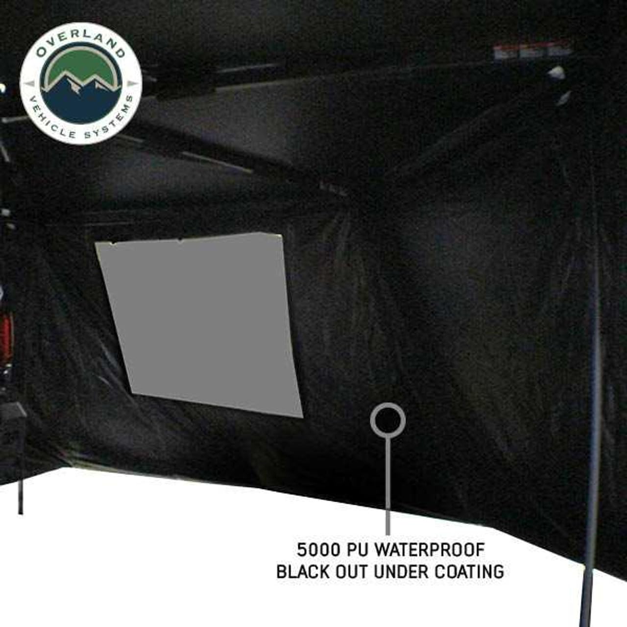XD Nomadic 270 - Overland Vehicle Systems Awning Wall 3 W/Black Out, Driver Side, Grey Hex, Black Trim W/Storage Bag