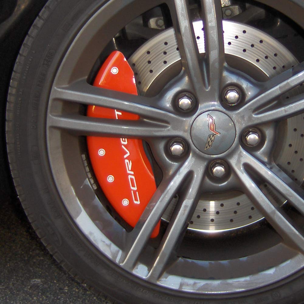 Brake Caliper Covers MGP - 2005-2013 Chevrolet Corvette - Front and Rear Set - Corvette Logo – Red