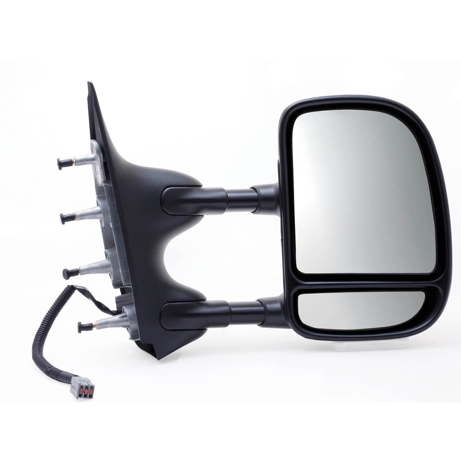 K Source Extendable Passenger Side Towing Mirror for 2009-2014 E Series, Textured Black, Power, Adjustable, Dual Lens, Convex Mirror, Foldaway