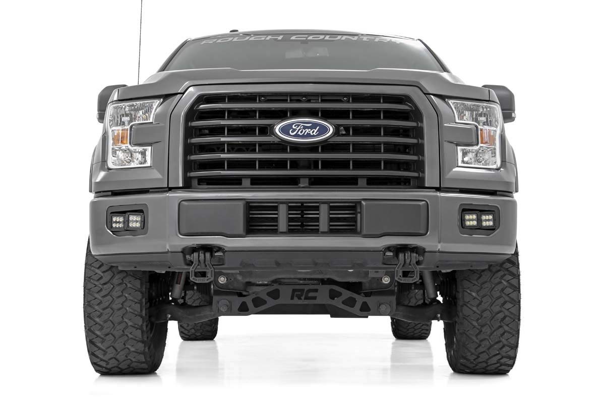 Rough Country 2" SAE Quad LED Fog Light Kit for Ford F150 (2015-2017) - (4) 2-in SAE LED Cubes