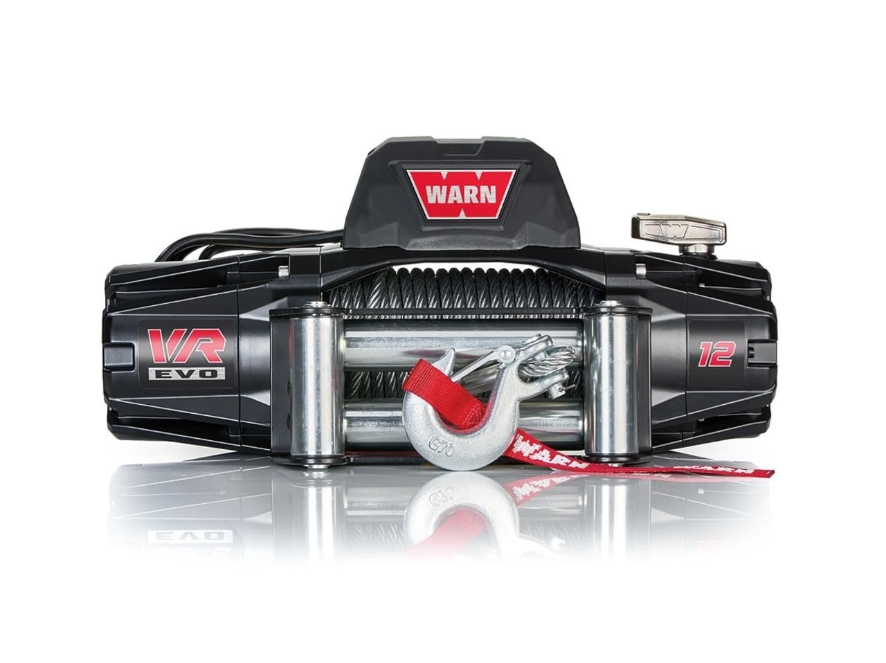 12 WARN 103254 VR EVO Electric 12V DC Winch with Steel Cable Wire Rope: 3/8" Diameter x 85' Length, 6 Ton (12,000 lb) Pulling Capacity