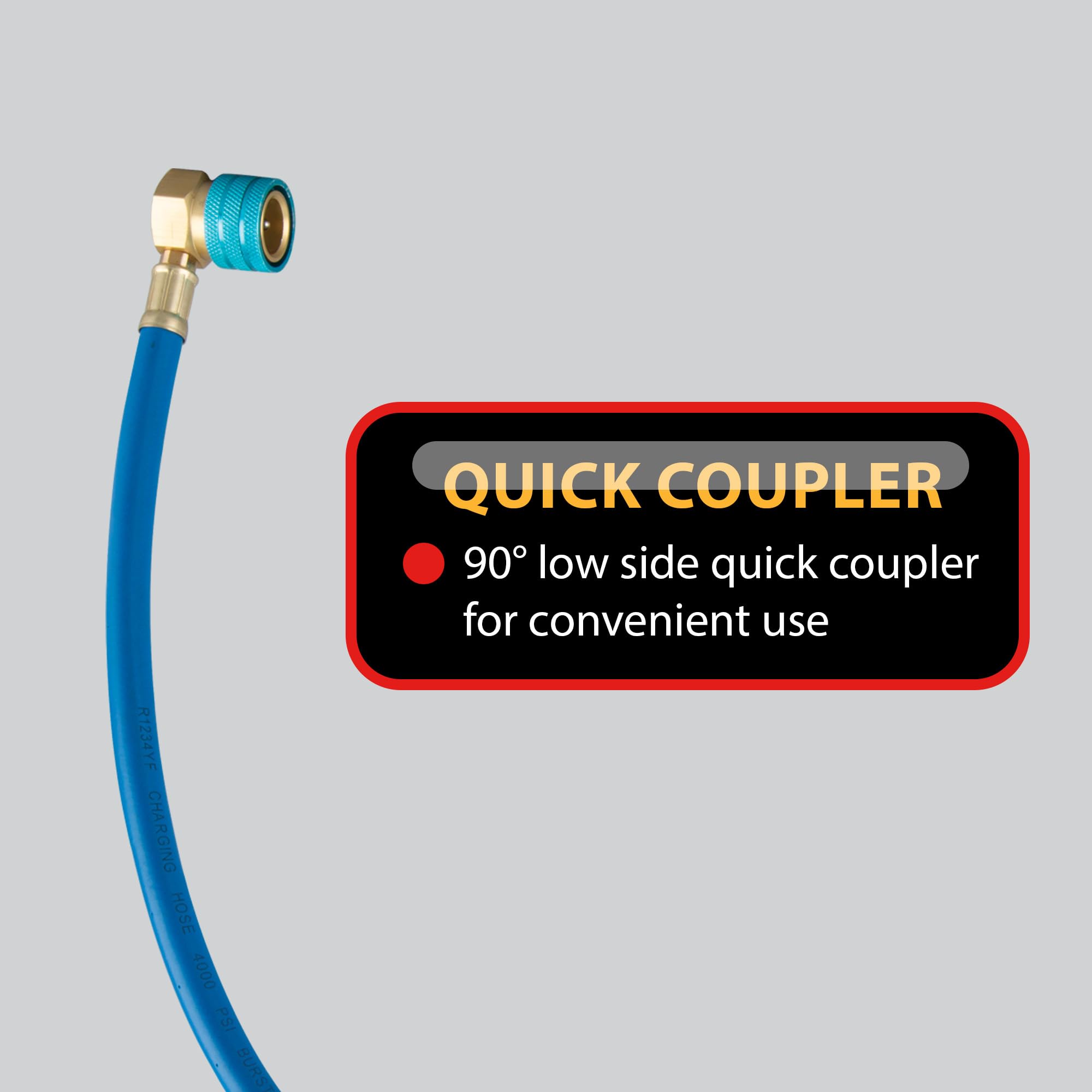 Self-Sealing Performance Tool W83139 R1234YF Refrigerant Can Recharging Hose and Gauge