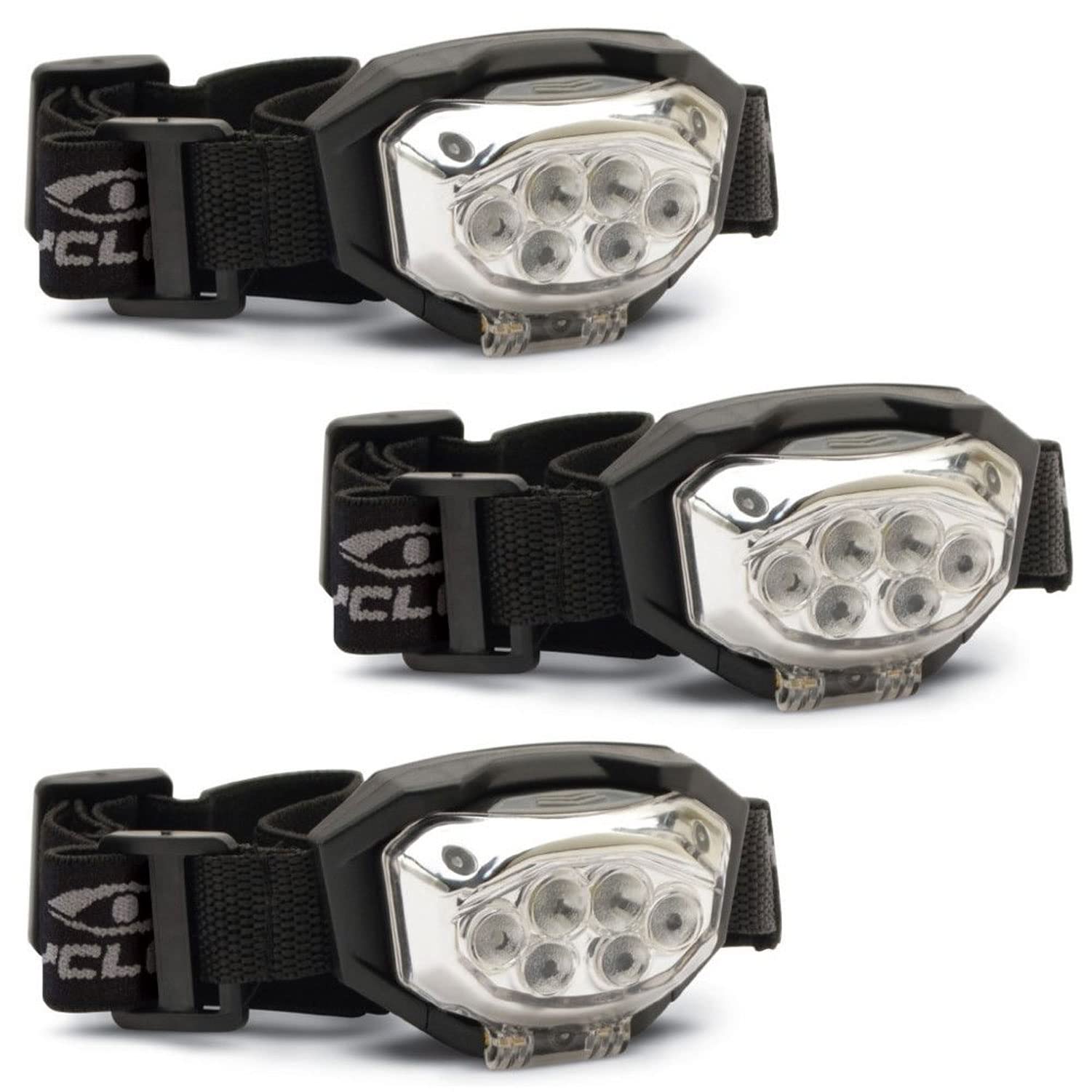 Trio 300 Cyclops | Tactical Durable Lightweight Compact Weather Resistant IPX4 Adjustable Headband 4 Modes Bright 3 Color LED 300 Lumen Headlamp| AAA Battery Included | Pack of 3