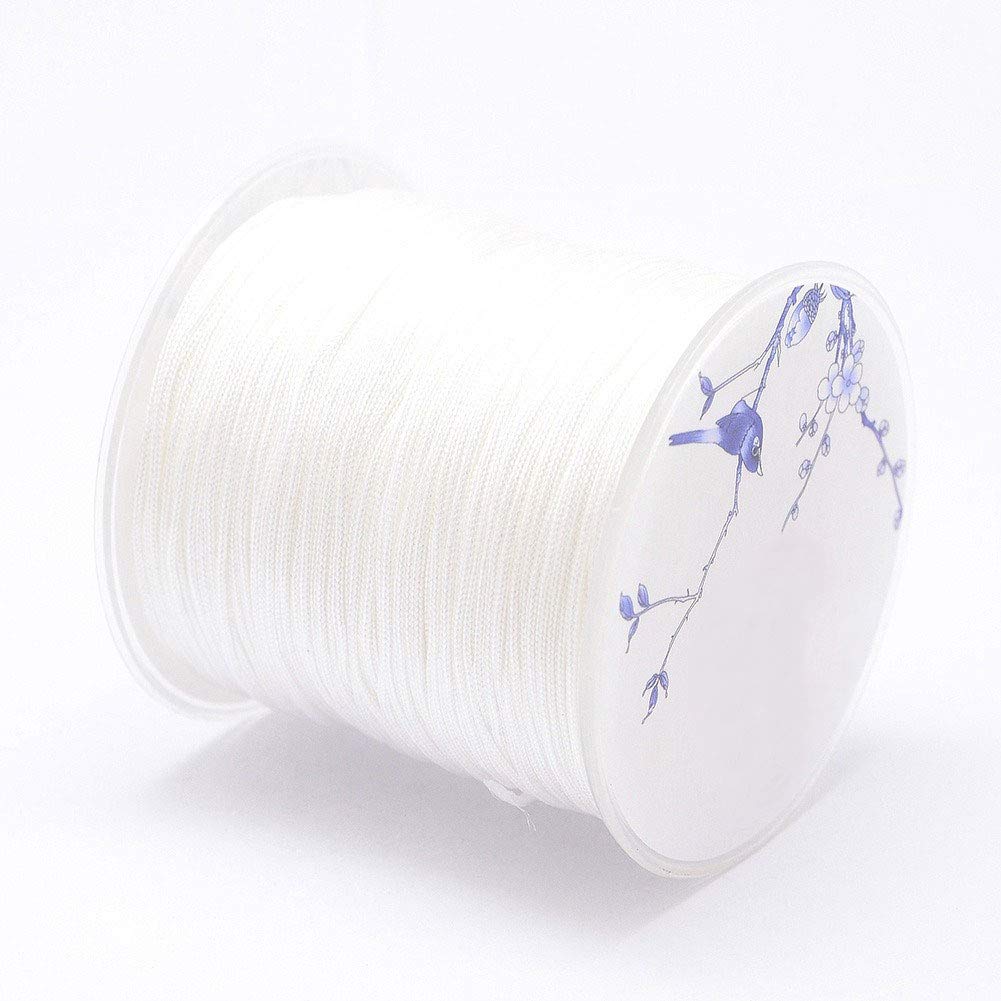 JEWELEADER Braided Nylon About 110 Yards Craft Thread Cord 1mm Satin Trim Cord Chinese Knotting Beading Cord for DIY Jewellery Making Macrame Kumihimo Shamballa Friendship Bracelets - White