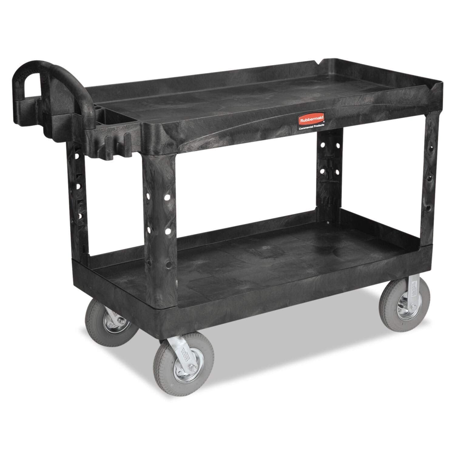 Rubbermaid Commercial Utility Cart Heavy-Duty, Two-Shelf, 26w x 55d x 33-1/4h, Black