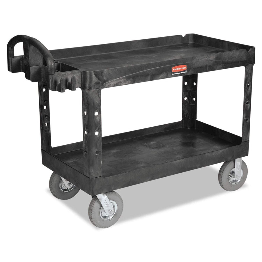 Rubbermaid Commercial Utility Cart Heavy-Duty, Two-Shelf, 26w x 55d x 33-1/4h, Black