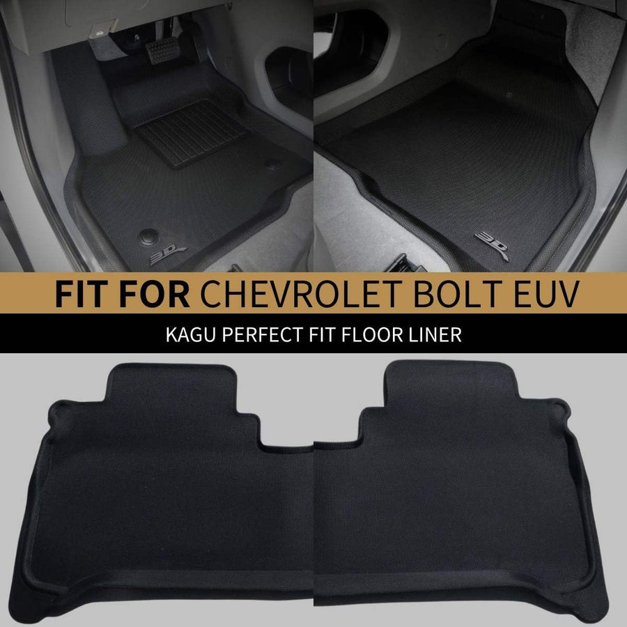 Kagu Floor Mat 3D MAXpider Custom Fit (Black) Compatible with Chevrolet Bolt Euv 2022-2023 - 1st & 2nd Row