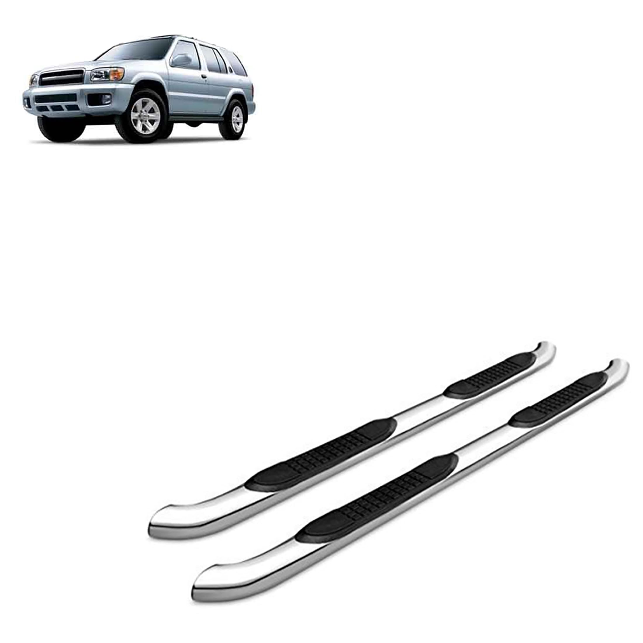 3in Black Horse Side Steps Stainless Steel Compatible with 1999-2004 Nissan Pathfinder-9NE07SS