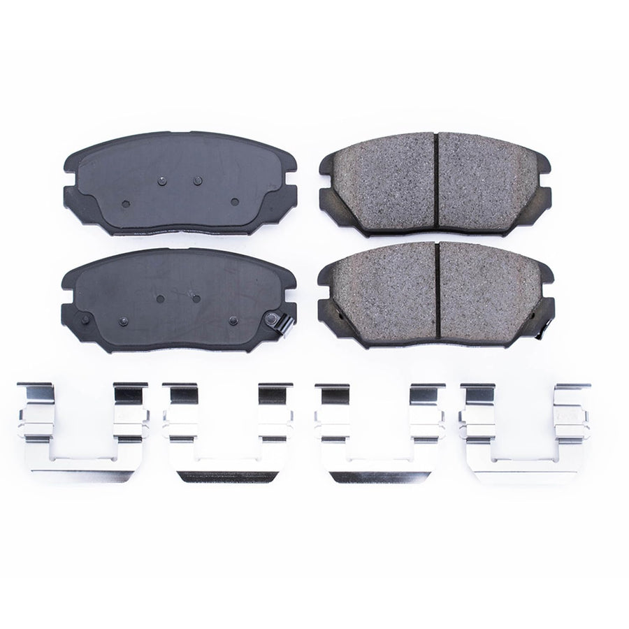 Power Stop Front Brake Kit For Hyundai Azera 2006-11 |Kia Amanti 2007-09 |Sonata 2006-10 - Ceramic Brake Pads With Installation Hardware, 17-1125
