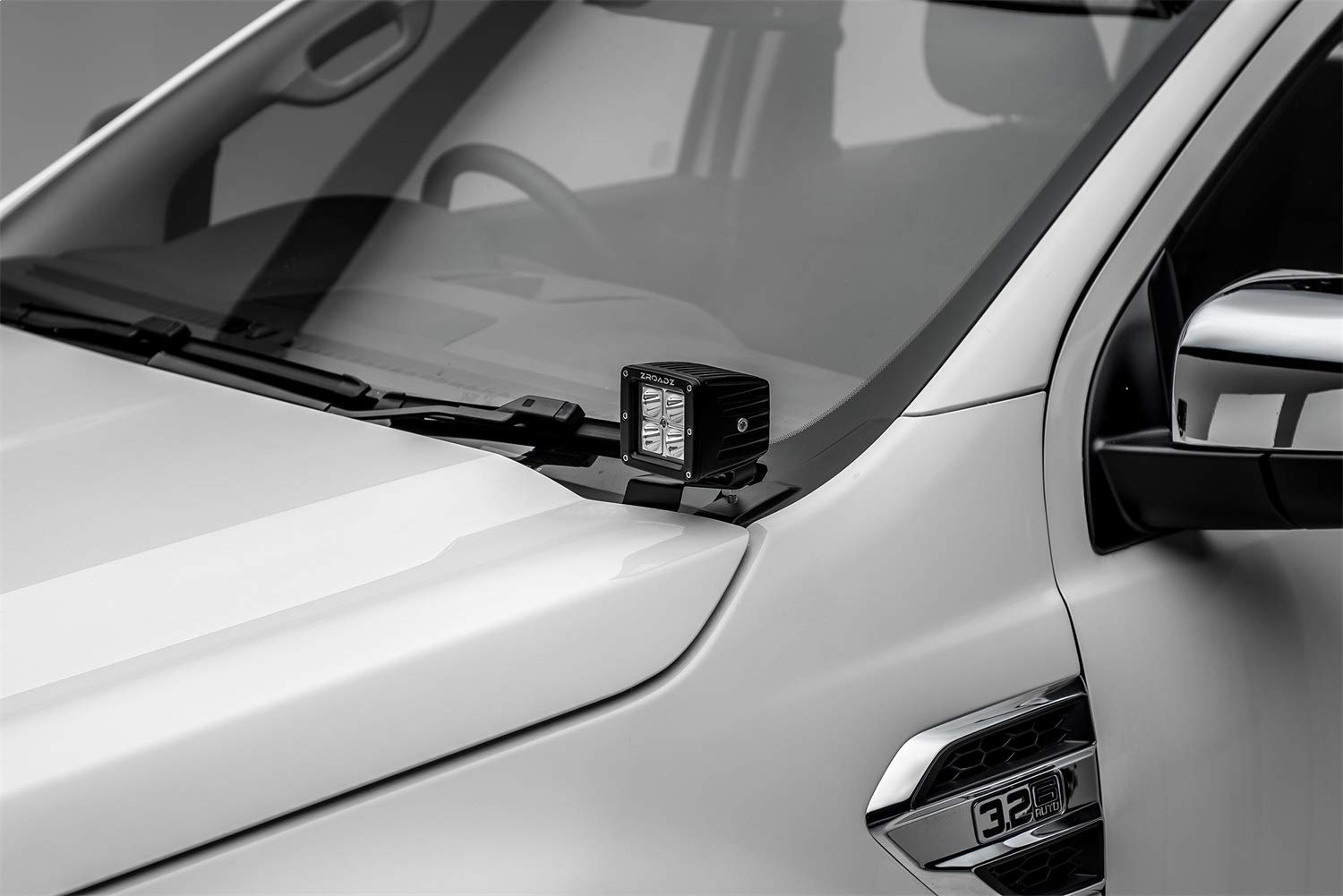 ZROADZ LED Kit Ditch Hood Hinge - Compatible w/ 2015-2018 Ford Ranger T6 - Incl. (2) 3 Inch LED Pod Lights - Mild Steel Gloss Black Finish - Bolt-On Easy Installation - PN #Z365761-KIT2