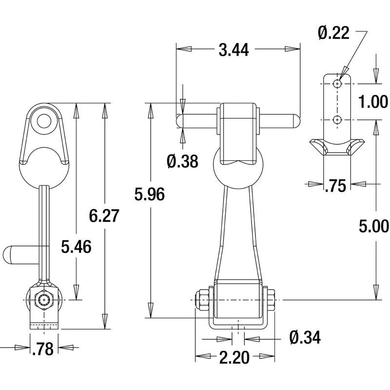 6 Inch Heavy Duty Rubber Hood Latch Buyers Products, Hood Catch, Ideal for Battery Boxes And Tool Cabinets