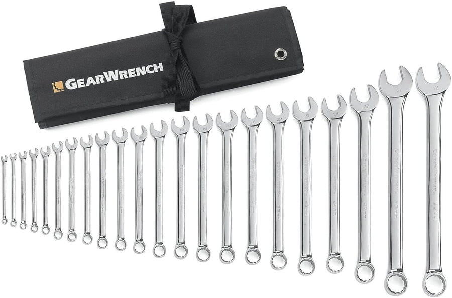22 Pc. GEARWRENCH 12 Pt. Combination Wrench Set, Long Pattern, Metric - 81916