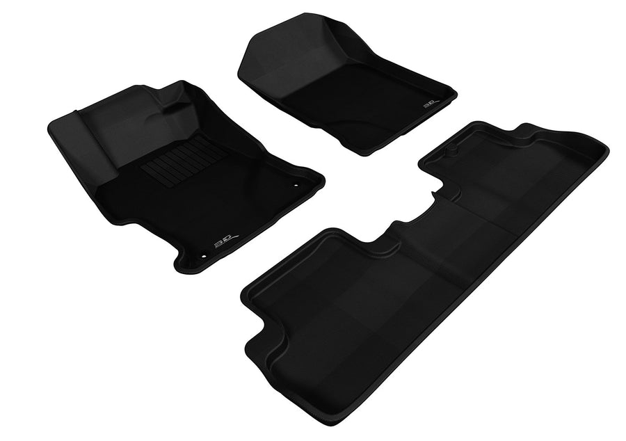 Complete Set 3D MAXpider Custom Fit All-Weather Floor Mat for Select Honda Civic Models - Kagu Rubber (Black)