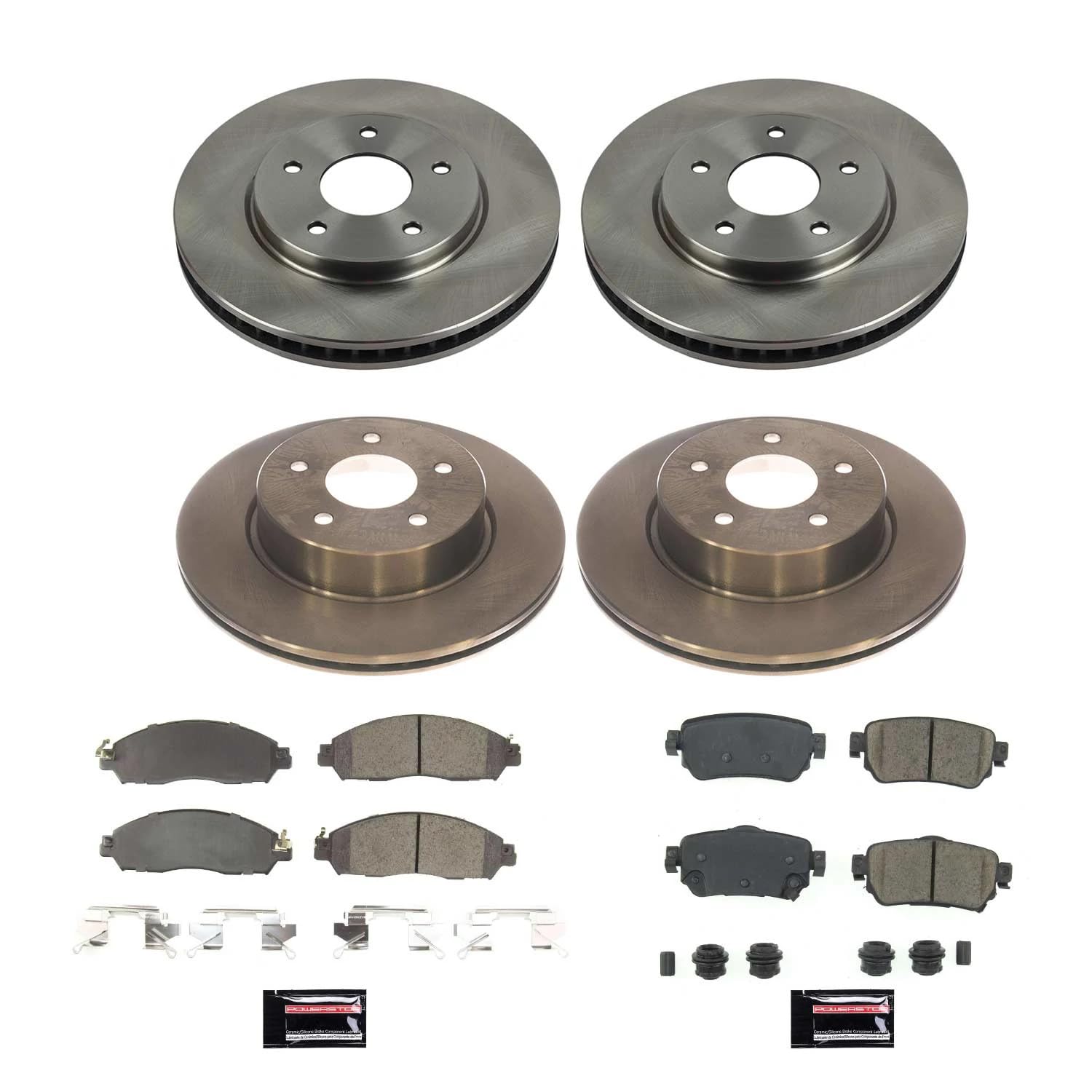Power Stop KOE8274 Front and Rear Replacement Brake Kit-OE Brake Rotors & Ceramic Brake Pads For Nissan LEAF 2018-2024 [Model Specific]