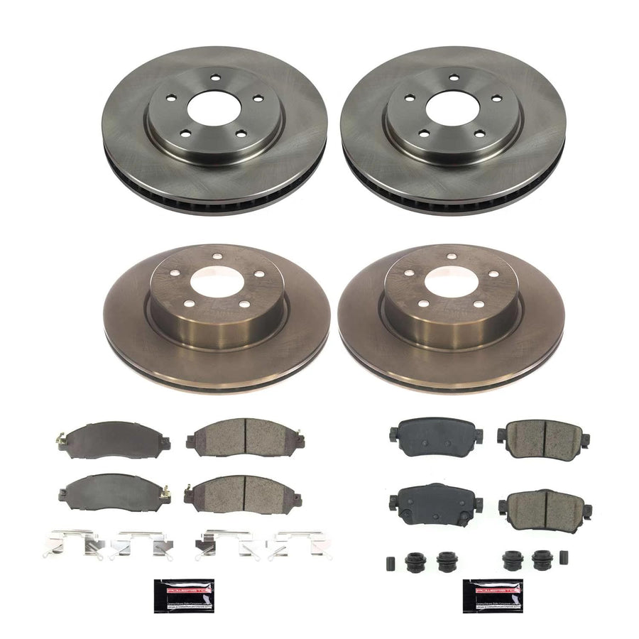 Power Stop KOE8274 Front and Rear Replacement Brake Kit-OE Brake Rotors & Ceramic Brake Pads For Nissan LEAF 2018-2024 [Model Specific]