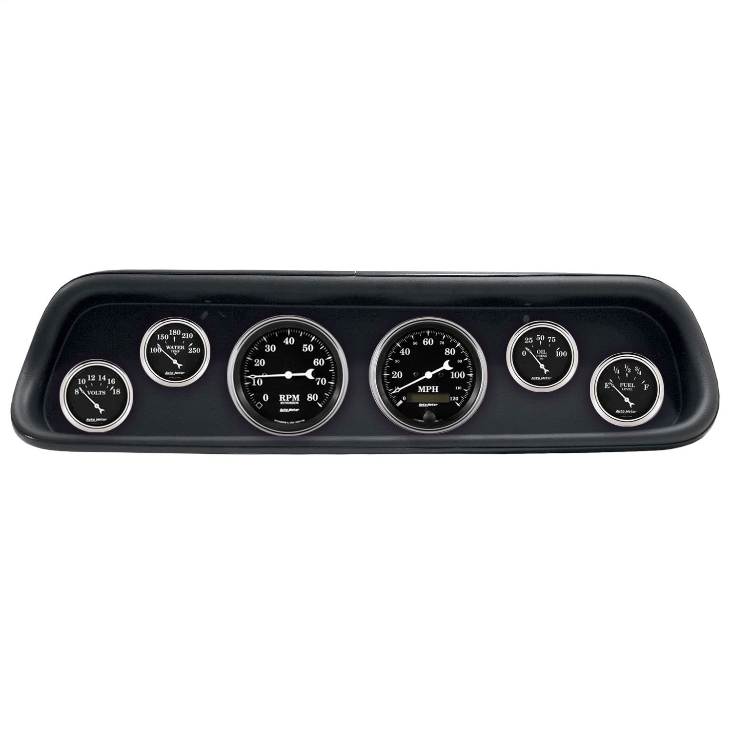 AutoMeter Dash Kit Direct Fit, (3 3/8" X2, 2 1/16" X4), Ford Mustang 64-65, Old TYME Black (2107-07)