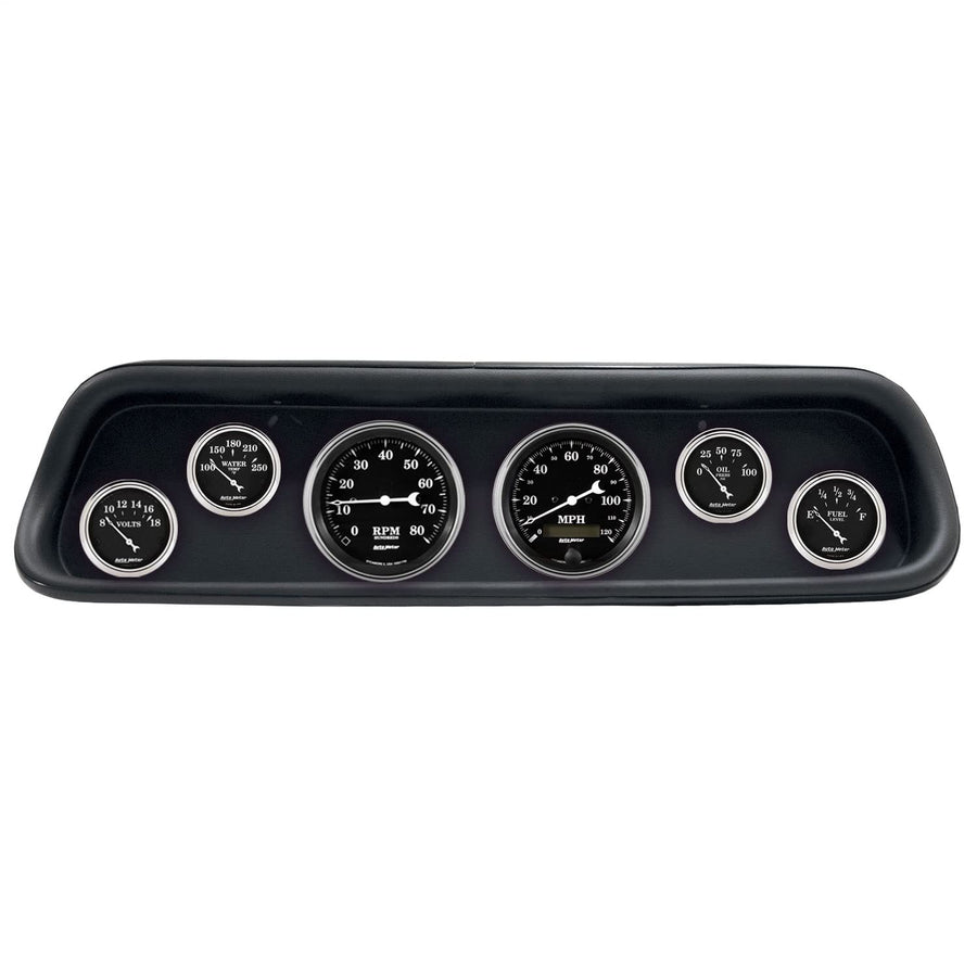 AutoMeter Dash Kit Direct Fit, (3 3/8" X2, 2 1/16" X4), Ford Mustang 64-65, Old TYME Black (2107-07)