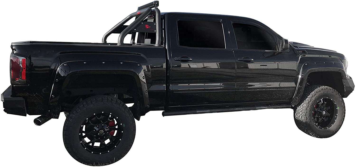 Roll Bar Universal for 1/2 Ton Trucks Compatible with GMC-Ford-Dodge-Toyota- Black Classic Roll Bar-RB001BK-KIT