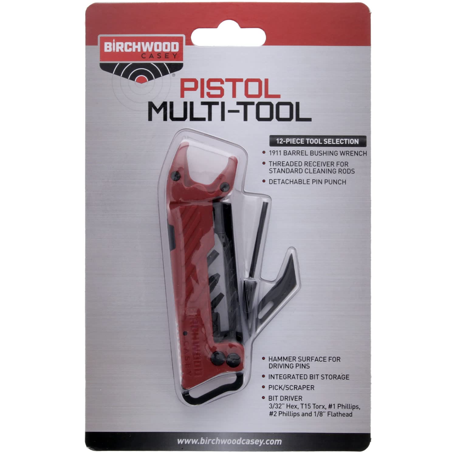 Birchwood Casey Multi-Tool Kit Pistol Gun | Durable Versatile Compact Gunsmithing Tool Set | 1911 Wrench, Bit Driver & Storage, Scraper, Tool Bits & Hex Keys Included