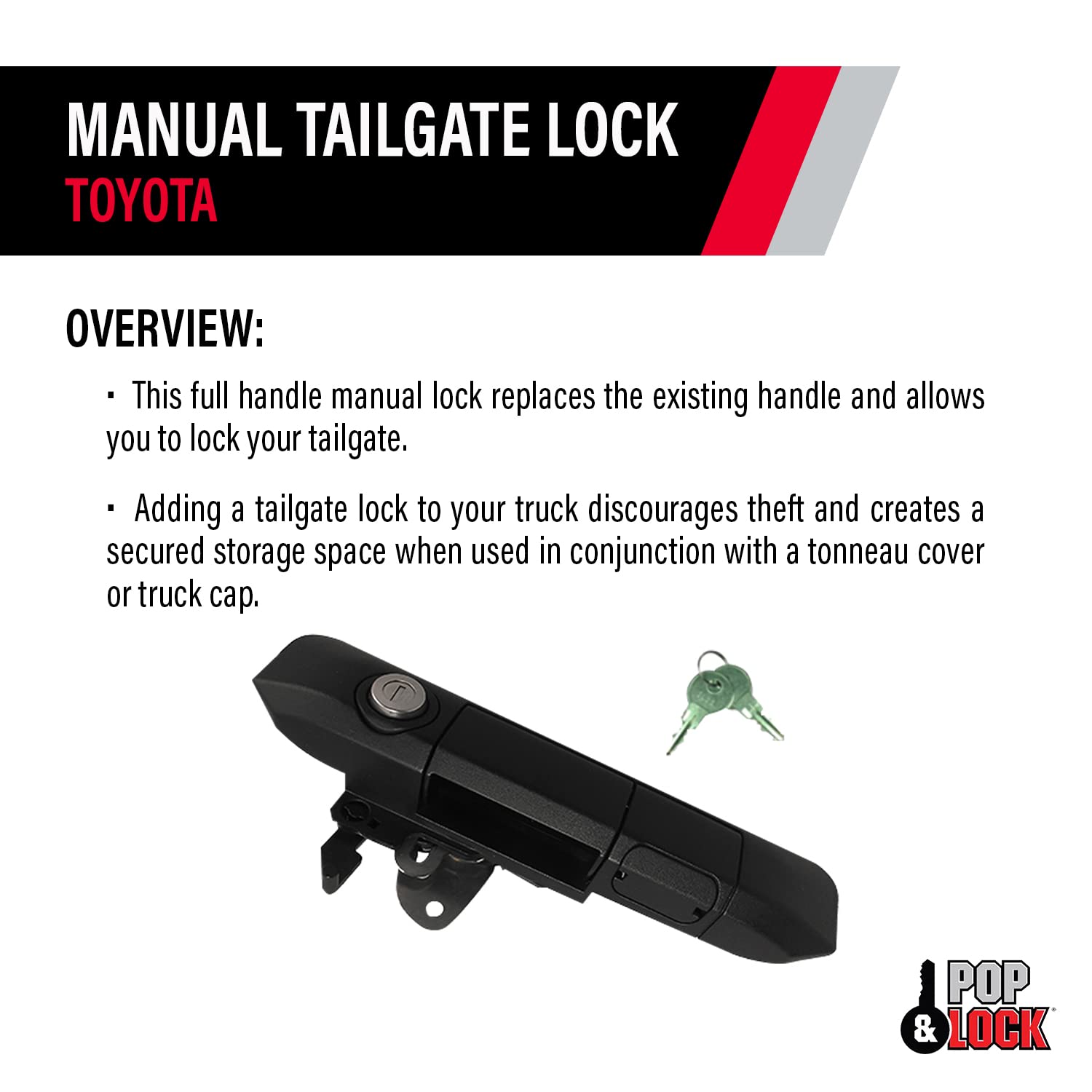 Pop & Lock PL5500 Manual Black Tailgate Lock Toyota Tacoma (Standard Lock)