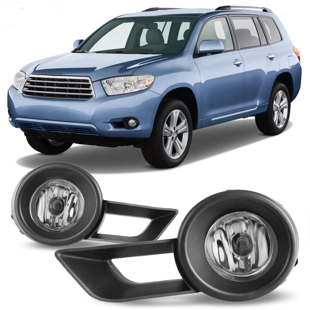 Fog Lights Winjet Compatible with [2008 2009 2010 Toyota Highlander] + Switch + Wiring Kit