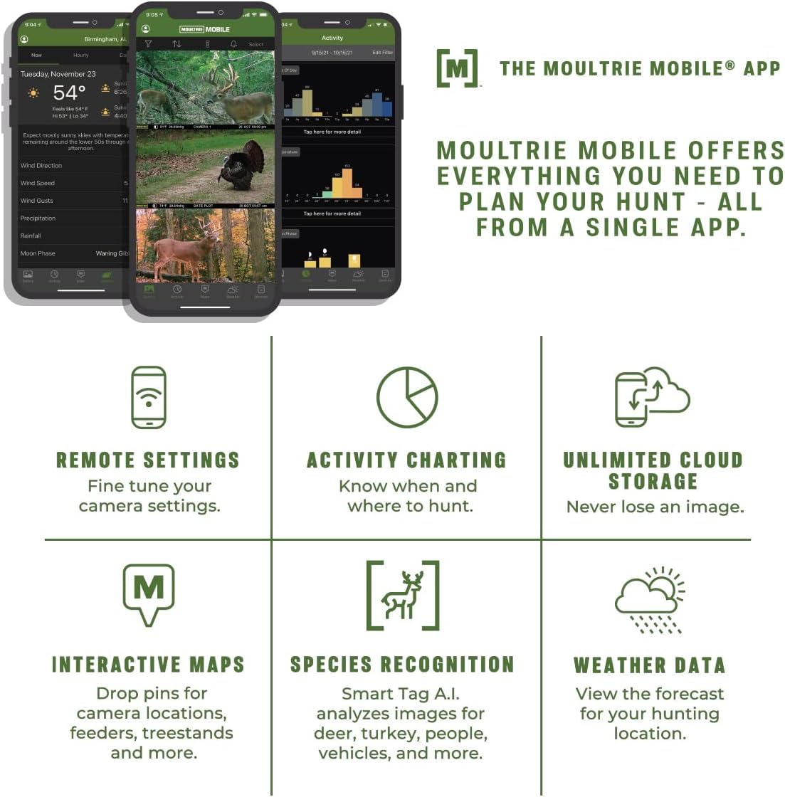 Moultrie Cellular Edge Trail Camera - Nationwide 4G LTE - HD Video-Audio - Built in Memory - Cloud Storage