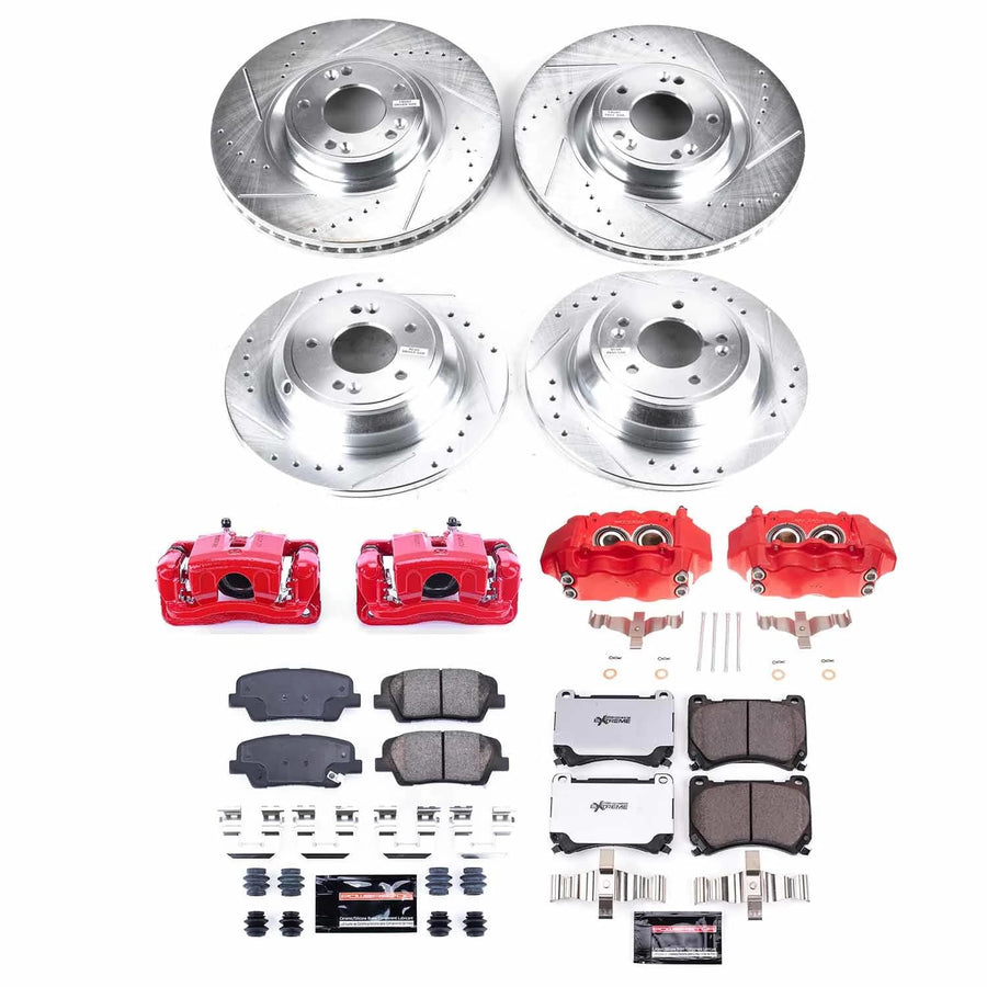 Power Stop Z23 KC5844, Front and Rear Brake Caliper Kit- Rotors, Carbon Ceramic Brake Pads, Calipers For Hyundai Genesis 2009 [Model Specific]