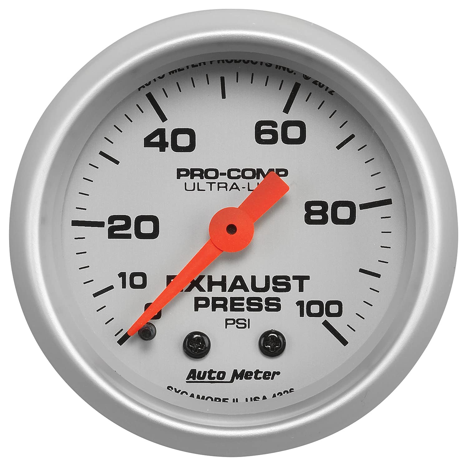 Ultra-Lite Auto Meter (4326) 2-1/16" 0-100 PSI Mechanical Exhaust Pressure Gauge