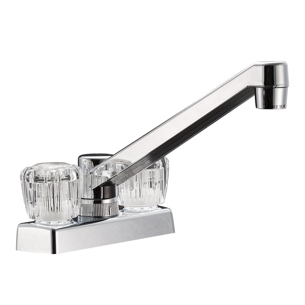 Dura Faucet RV DF-PK640A-CP Kitchen, Galley or Bar Swivel Faucet with Crystal Acrylic Knobs (Chrome)