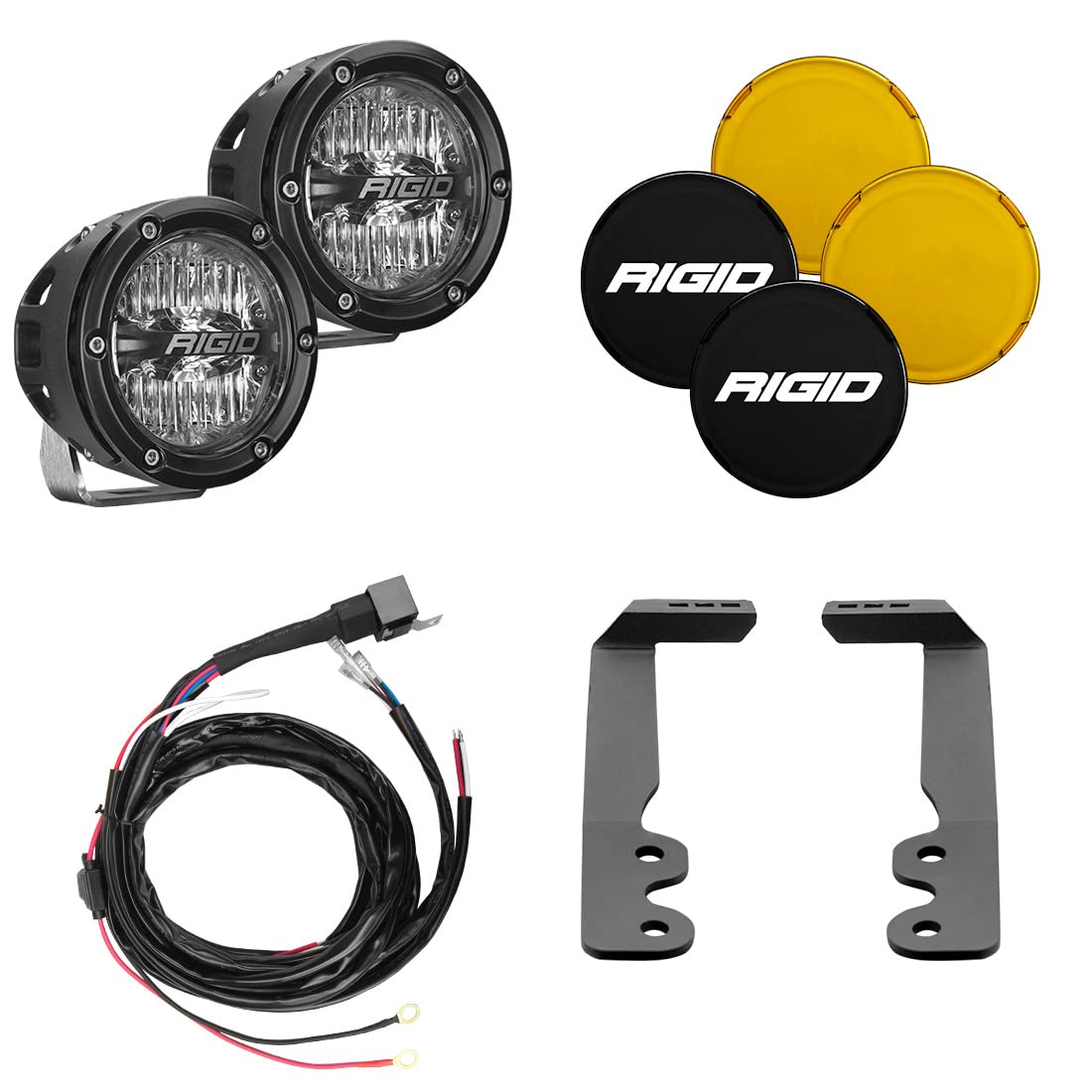 Rigid 46807 LED Light Mount Kit A-Pillar FITS 2022+ Toyota Tundra Includes Rigid 4inch 360-Series Drive Optics with Amber Back Lighting and Amber & Black Covers